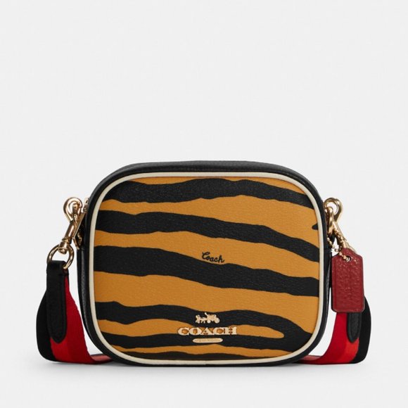 Coach Handbags - COACH  Mini Camera Bag With Tiger Print